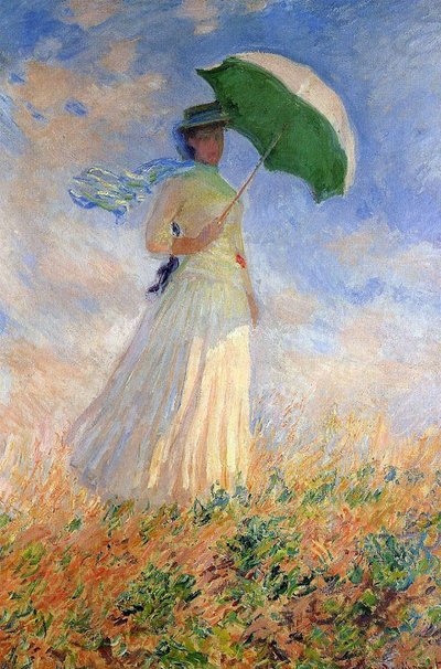 Donna con parasole rivolta a destra da Claude Monet